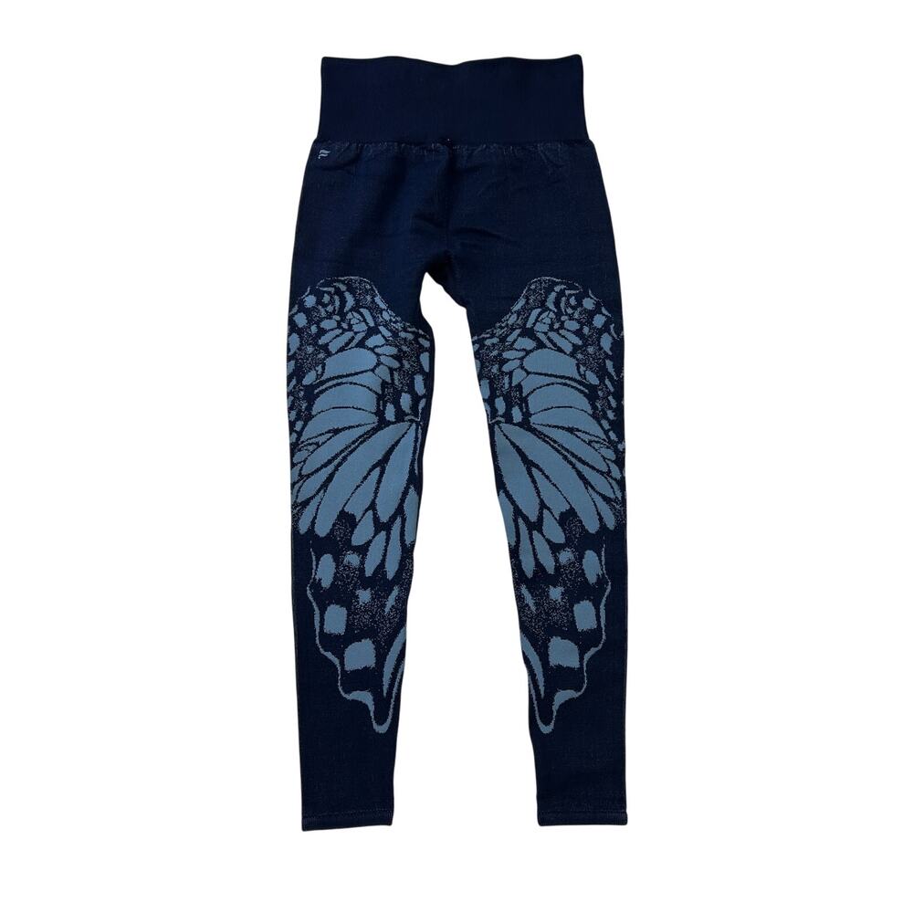 Fabletics women's Blue Butterfly Print Yoga Workout Leggings Size Small